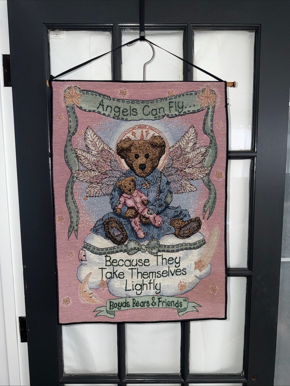 Boyds Bears Pink and Blue Angel Teddy Wall Tapestry